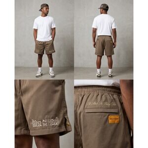 Shoe Palace x Boyz N The Hood Shorts Mens XL Brown Drawstring Lined Zip Pocket